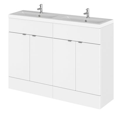 Hudson Reed Fusion 1200mm Floor Standing 4 Drawer Vanity Unit & Twin Basin With Soft Close