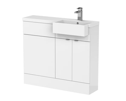 Hudson Reed Fusion 1000mm Floor Standing 2 Door Vanity & Toilet Combination with Right Hand Semi Recessed Basin
