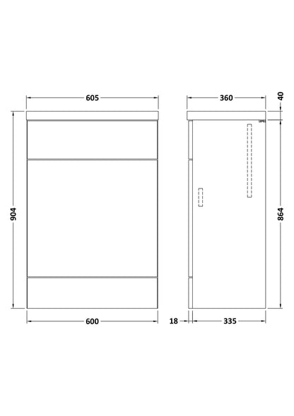 Hudson Reed Fusion 600mm Bleached Oak Toilet Unit With Polymarble Top