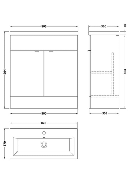 Hudson Reed Fusion 800mm Bleached Oak Vanity Unit & Basin With Handles