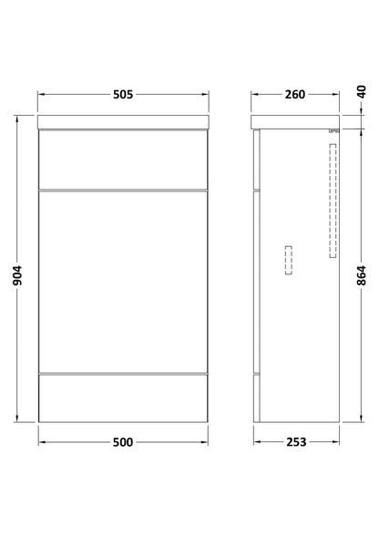 Hudson Reed Fusion 500mm Pebble Grey Compact Toilet Unit & Polymarble Top