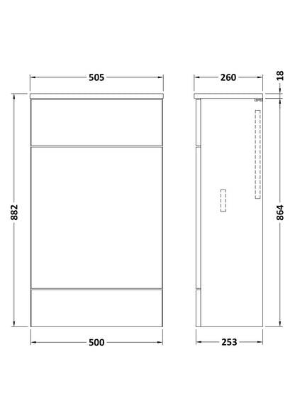 Hudson Reed Fusion 500mm x 255mm Deep Pebble Grey Toilet Unit