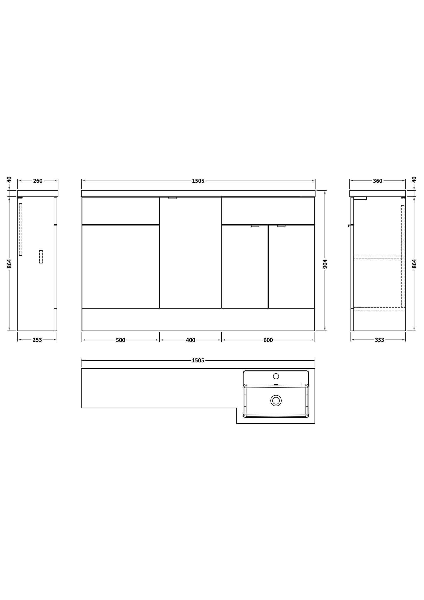 Hudson Reed Fusion 1500mm Right Hand Pebble Grey Combination Unit with Basin & Handles
