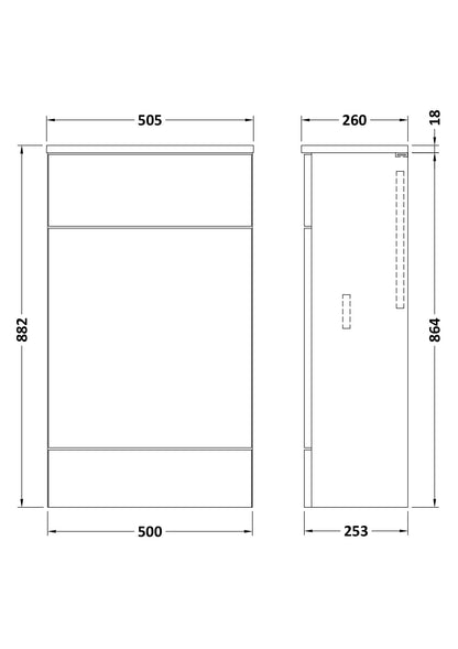 Hudson Reed Fusion 500mm Anthracite Woodgrain Floor Standing Toilet Unit with Coordinating Top