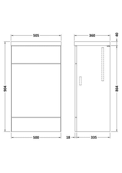 Hudson Reed Fusion 500mm Anthracite Woodgrain Toilet Unit & Top
