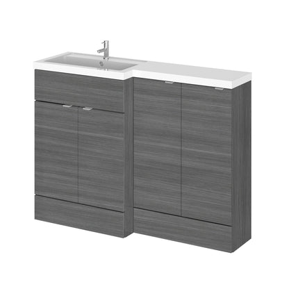Hudson Reed Fusion 1200mm Anthracite Woodgrain Floor Standing 2 Door Left Hand Vanity Basin Combination
