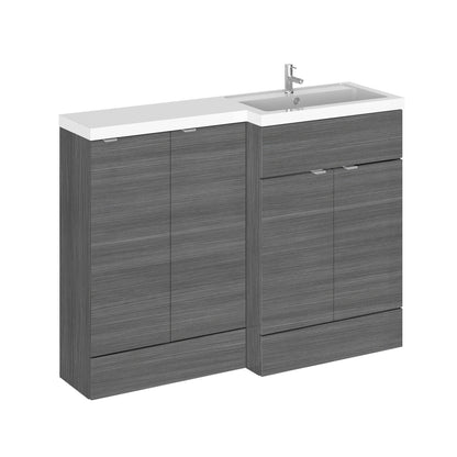 Hudson Reed Fusion 1200mm Anthracite Woodgrain Floor Standing 2 Door Right Hand Vanity Basin Combination