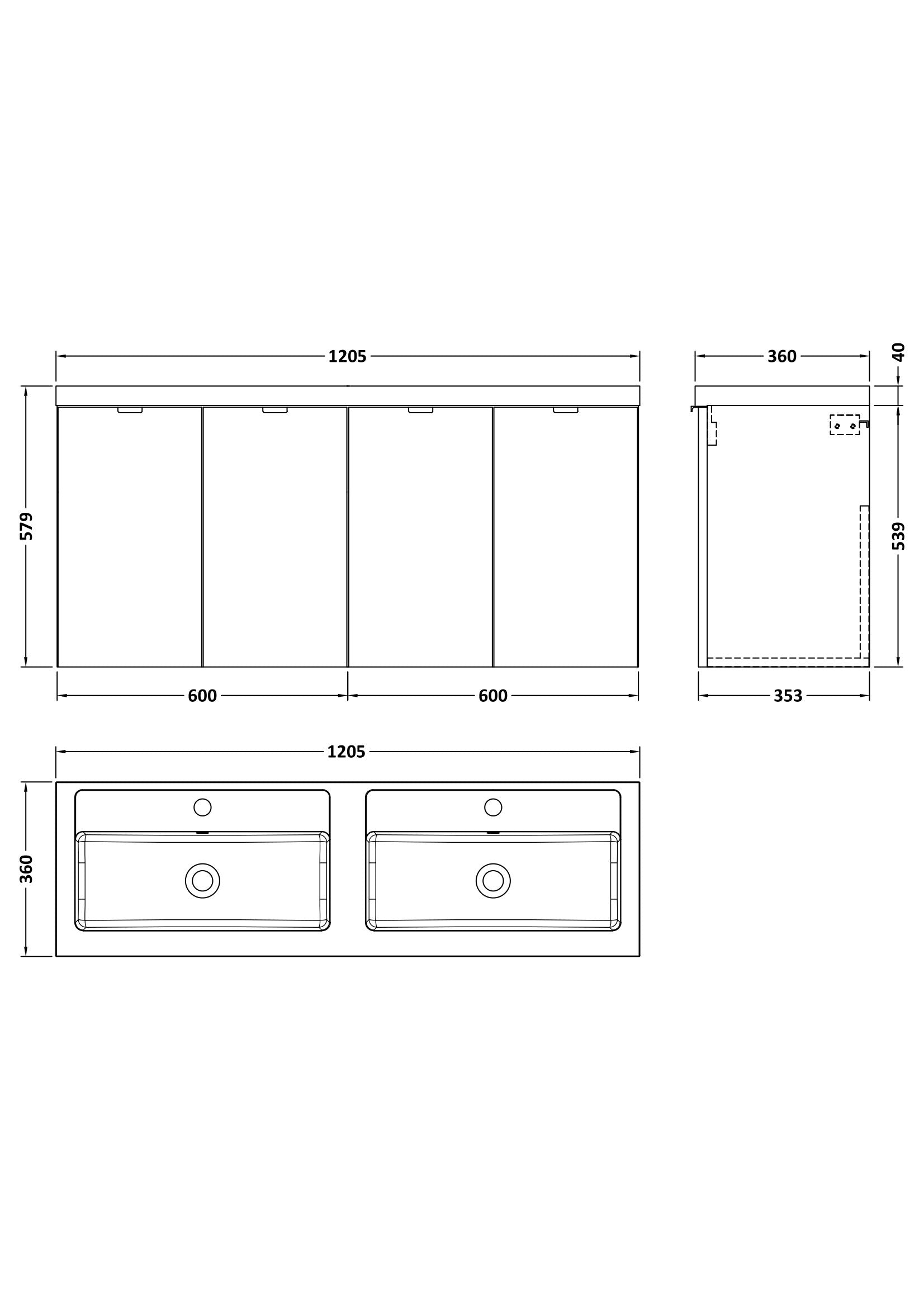 Hudson Reed Fusion 1200mm Anthracite Woodgrain Wall Hung Vanity Unit with Double Basin