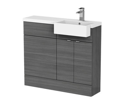 Hudson Reed Fusion 1000mm Floor Standing 2 Door Vanity & Toilet Combination with Right Hand Semi Recessed Basin