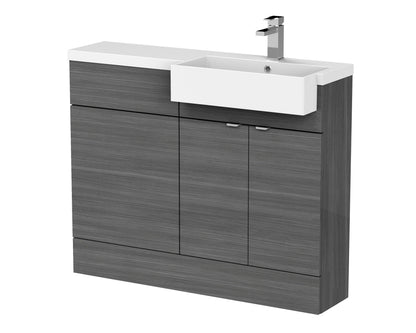 Hudson Reed Fusion 1105mm Floor Standing 2 Door Vanity Toilet & Right Hand Basin Combination