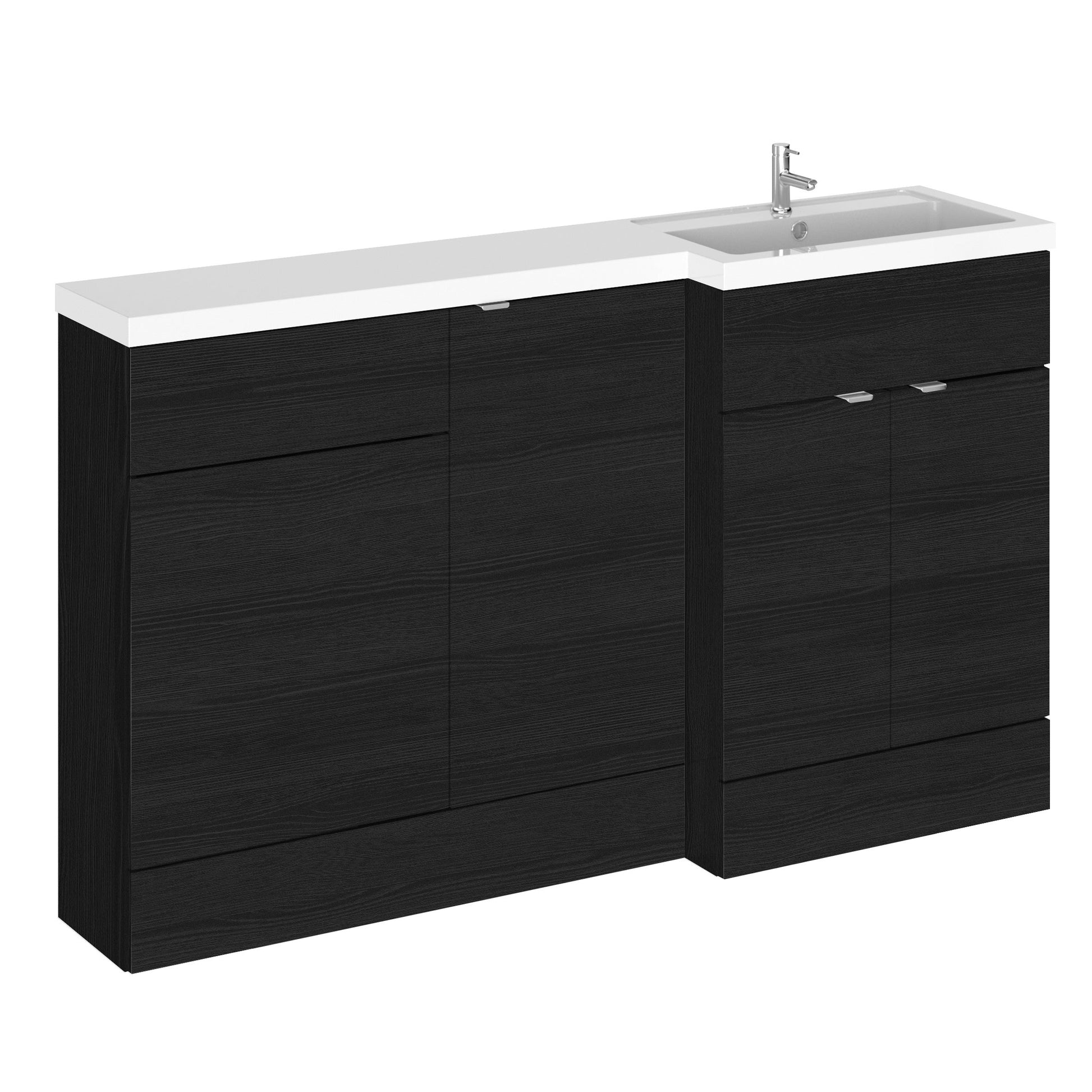 Hudson Reed Fusion 1500mm Right Hand Charcoal Black 2 Door Floor Standing Vanity Basin & Toilet Combination Unit