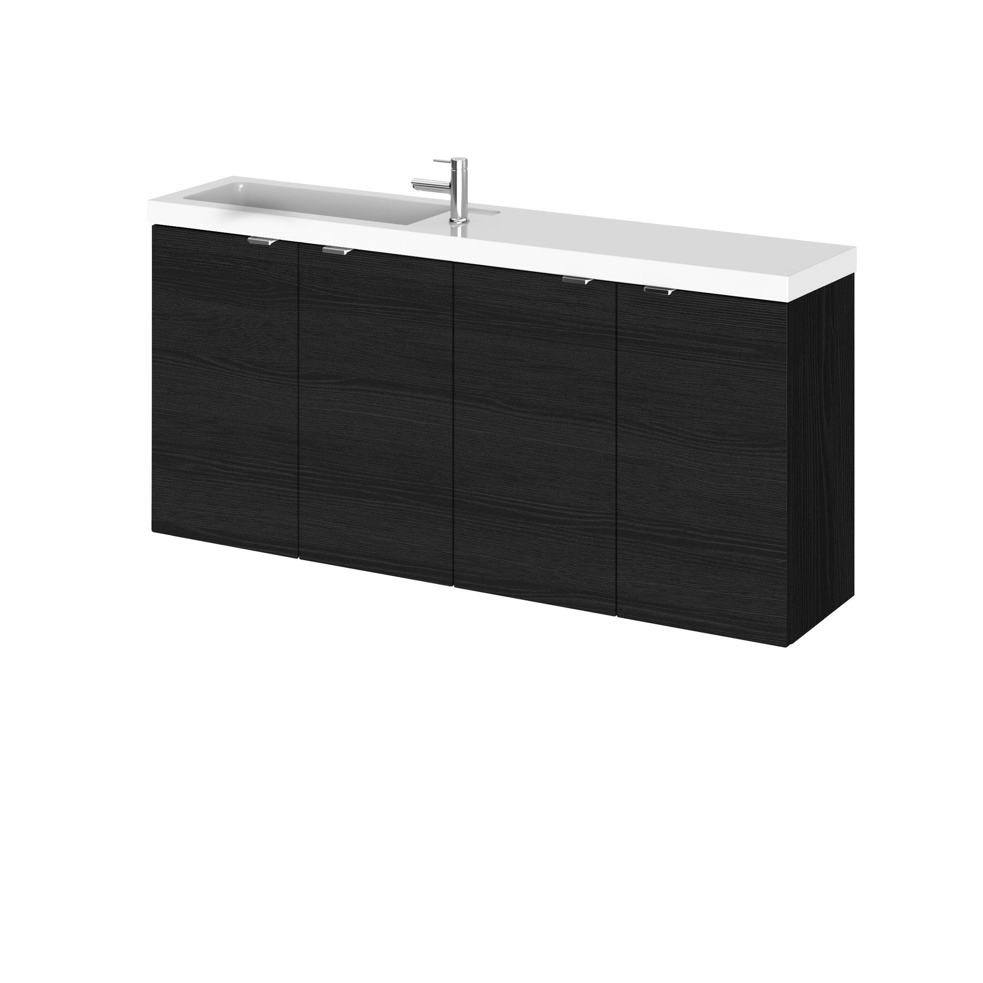 Hudson Reed Fusion 1200mm Charcoal Black Wall Hung Vanity Unit & Basin With Soft Close Doors & Drawers