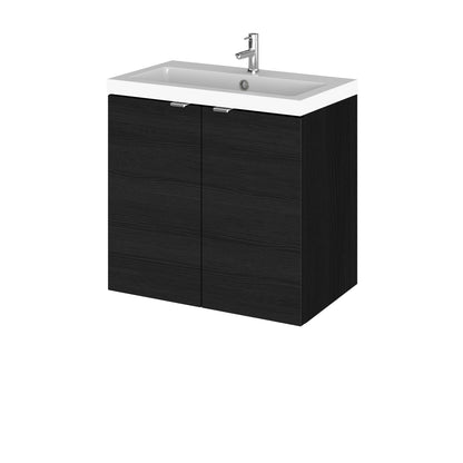 Hudson Reed Fusion 600mm Charcoal Black Wall Hung 2 Door Vanity Unit With Basin & Soft Close Doors