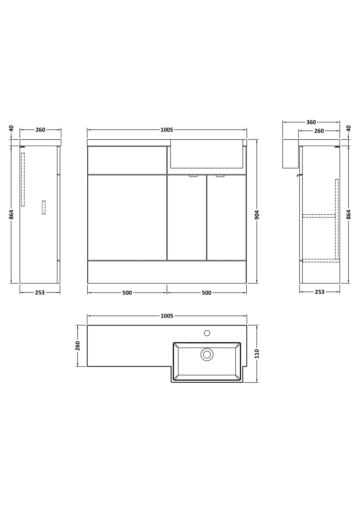Hudson Reed Fusion 1000mm Charcoal Black Floor Standing Vanity Unit & Toilet Combination With Soft Close Doors