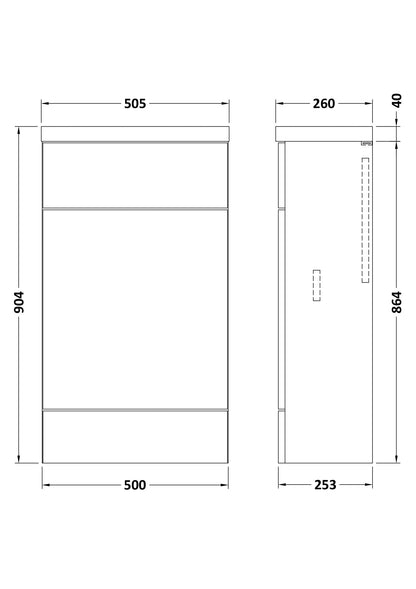 Hudson Reed Fusion Compact 505mm Gloss Grey Floor Standing Toilet Unit & Top