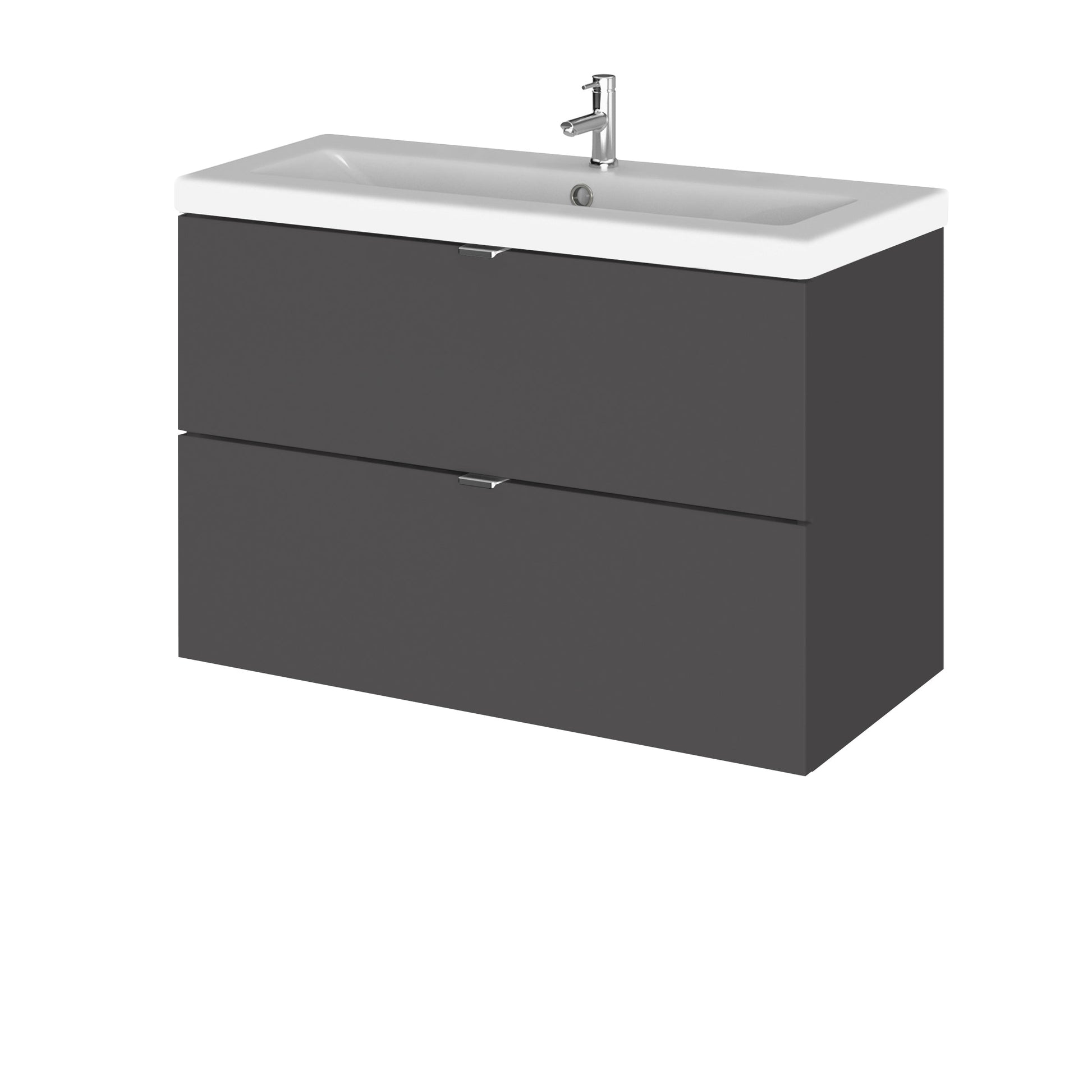 Hudson Reed Fusion 805mm Wall Hung 2 Drawer Vanity Unit & Ceramic Basin With Soft Close Drawers