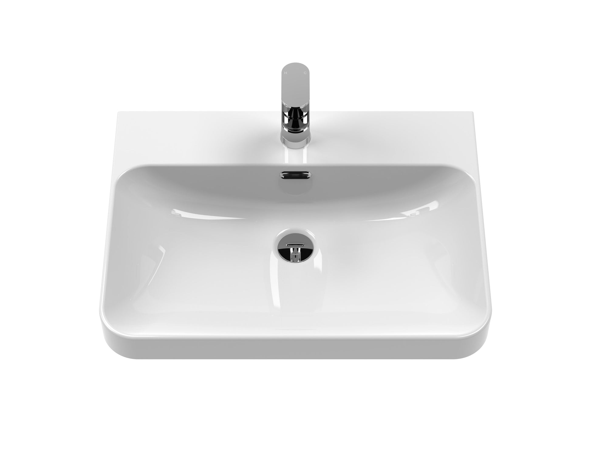 Solar 600mm Wall Hung 2-Drawer Unit and Thin Edge Ceramic 1 Tap Hole Basin