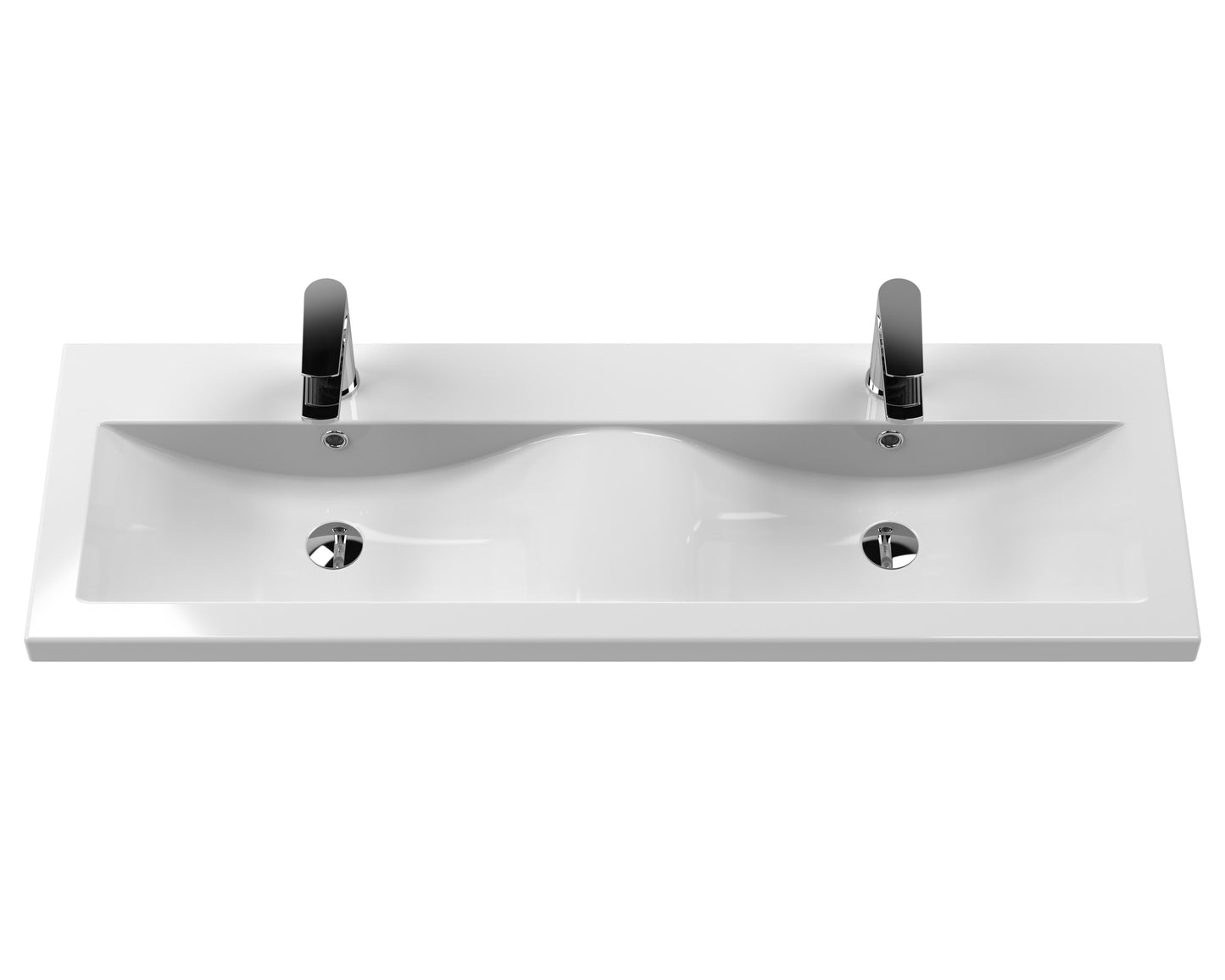 Hudson Reed Fluted 1200mm Satin Blue Wall Hung 2-Drawer Vanity Unit with Double Basin