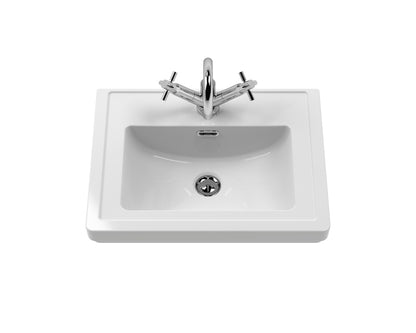 Hudson Reed Bexley 500mm Floor Standing 1 Drawer Vanity Unit with 1 Tap Hole Fireclay Basin