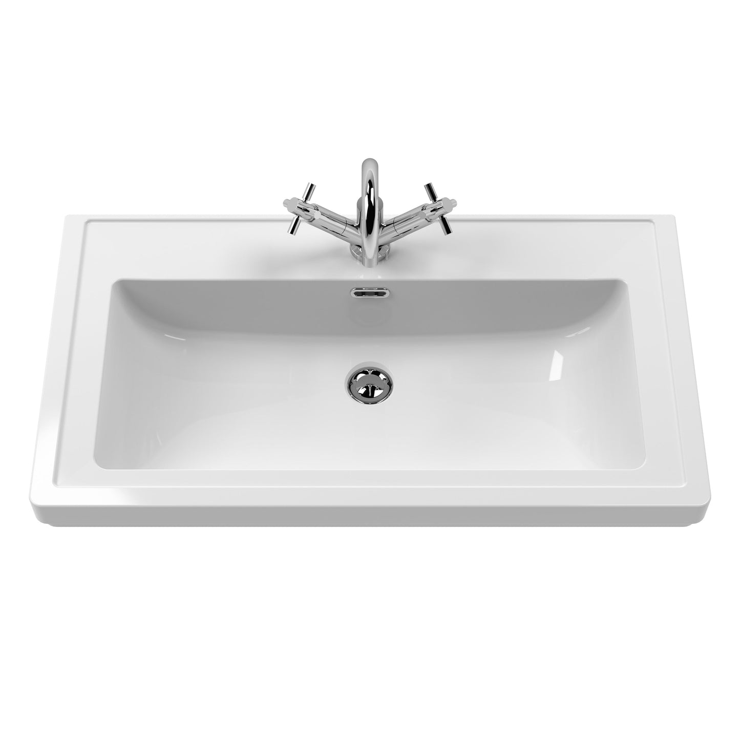 Hudson Reed Bexley 800mm Indigo Blue Floor Standing 1 Drawer Vanity & 1 Tap Hole Basin With Soft Close Drawers