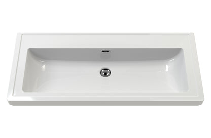 Bexley Floor Standing 1 Drawer Vanity & 0 Tap Hole Contemporary Fireclay Basin, 600mm - Pure White