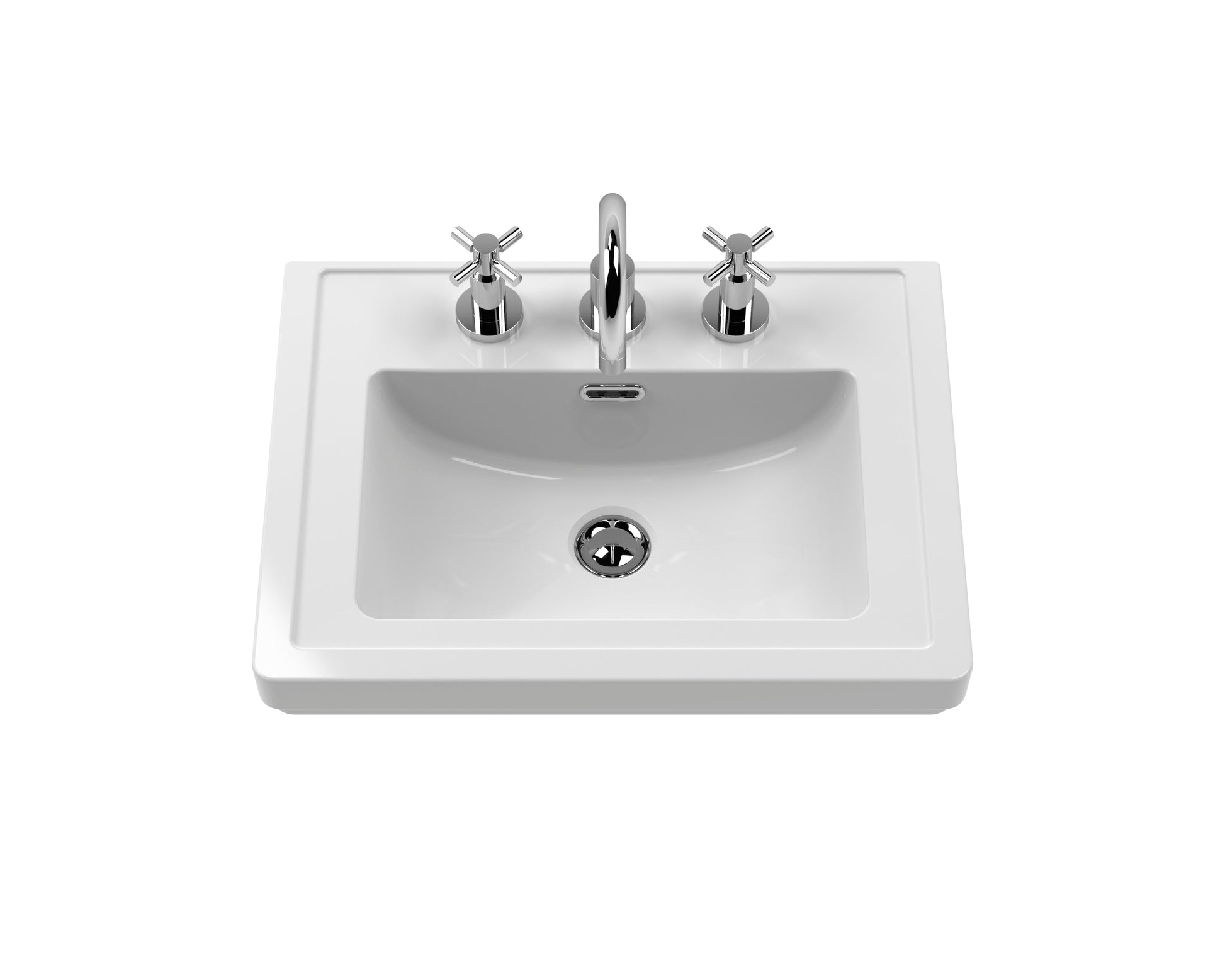 Hudson Reed Bexley 500mm Indigo Blue Floor Standing 1 Drawer Vanity Unit With 3 Tap Hole Fireclay Basin