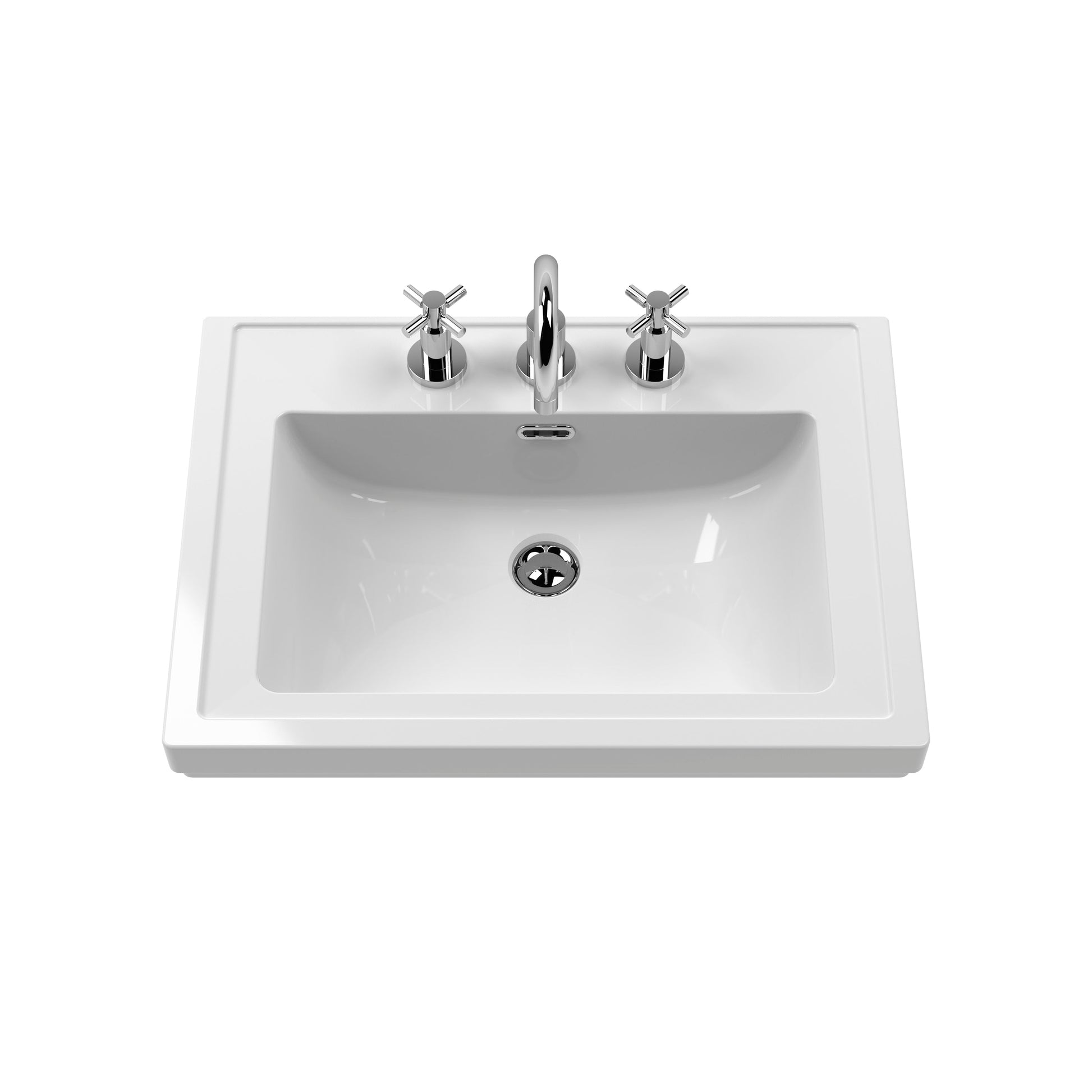 Hudson Reed Lille 600mm Wall Hung 2-Drawer Vanity Unit With 3 Tap Hole Basin