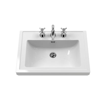 Hudson Reed Bexley 600mm Fern Green 1 Drawer Floor Standing Vanity Unit with 3 Tap Hole Fireclay Basin