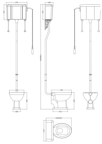 Hudson Reed Richmond Traditional High Level Toilet Kit