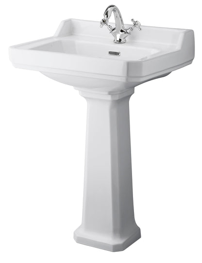 Hudson Reed Richmond 600mm 1 Tap Hole Comfort Height Pedestal Basin