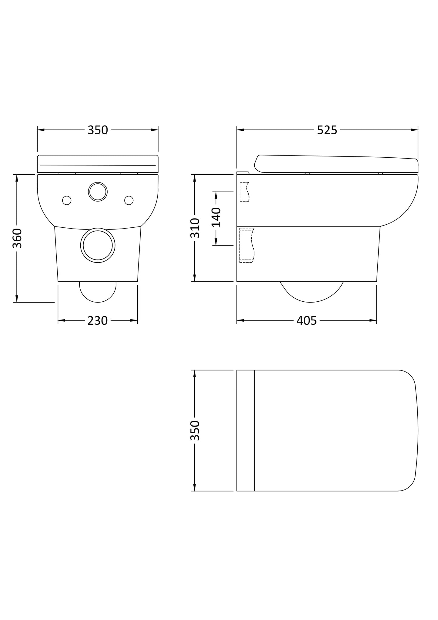 Hudson Reed Arlo Square Wall Hung Toilet Including Seat