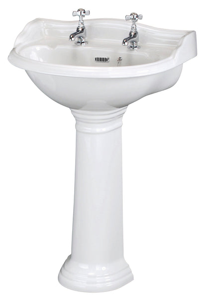 Chancery 600mm Basin & Pedestal 2 Tap Hole