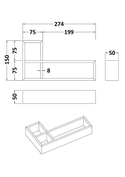 Accessories L-Shaped Bamboo Drawer Organiser
