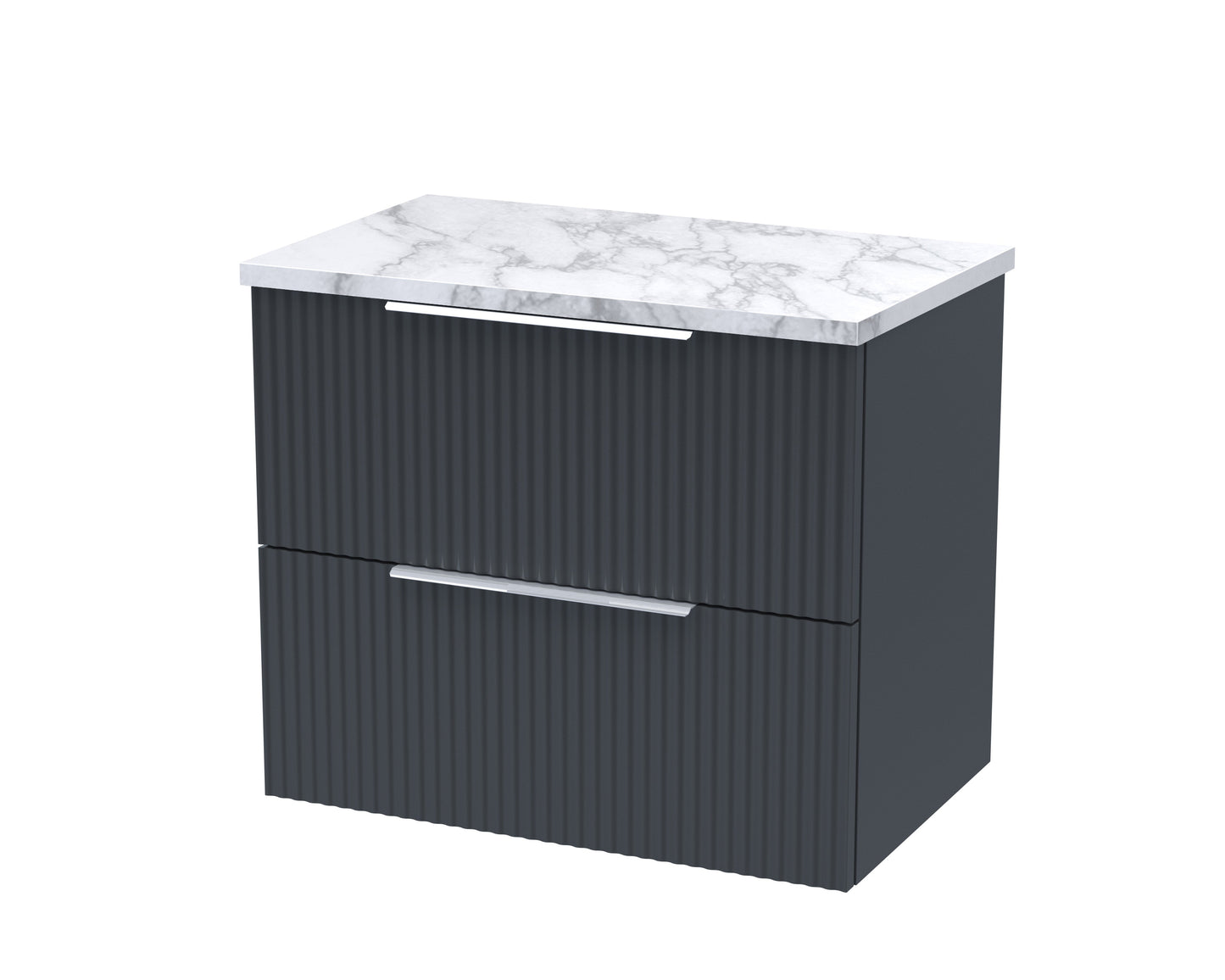 Hudson Reed Fluted 600mm Wall Hung 2-Drawer Vanity Unit With Laminate Worktop