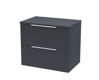Hudson Reed Fluted 600mm Wall Hung 2-Drawer Vanity Unit With Worktop