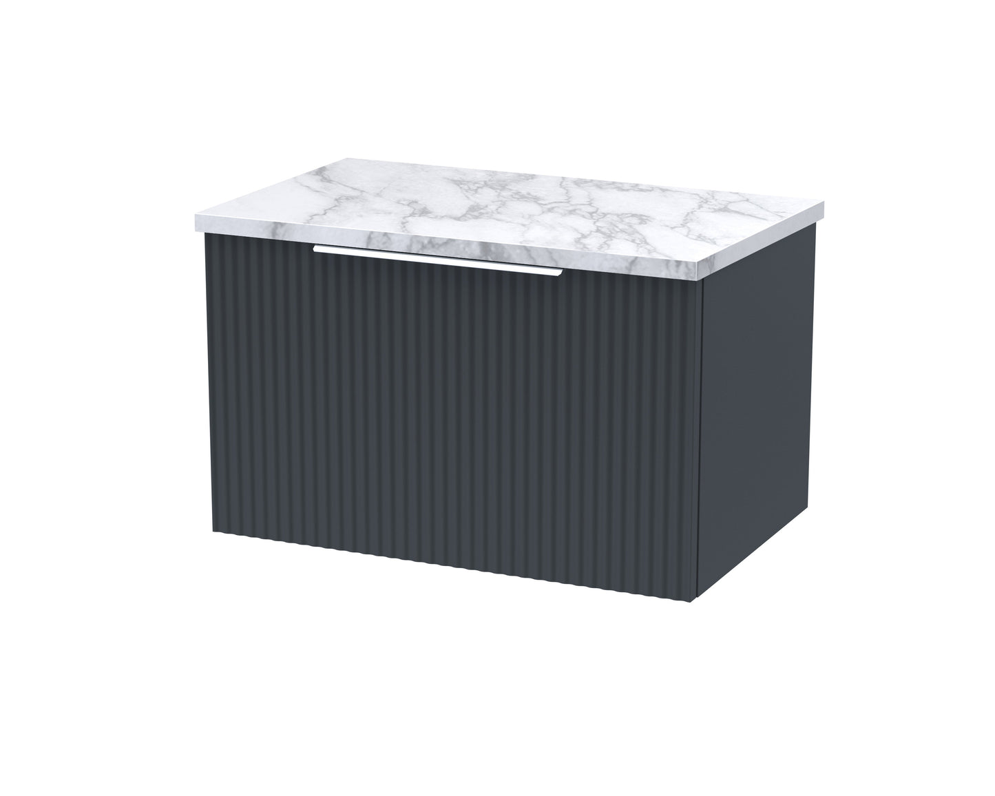Hudson Reed Fluted 600mm Wall Hung Single Drawer Vanity Unit With Laminate Worktop