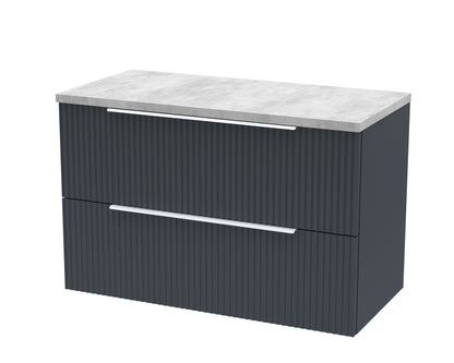 Hudson Reed Fluted 805mm Wall Hung 2-Drawer Vanity Unit With Laminate Top