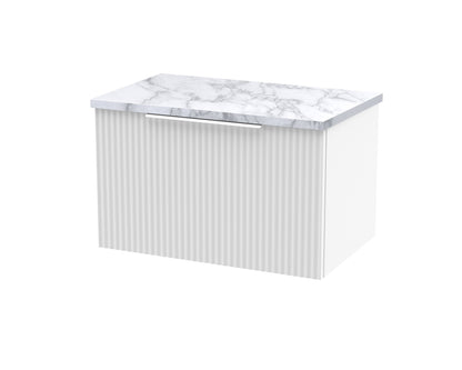 Hudson Reed Fluted 600mm Wall Hung Single Drawer Vanity With Laminate Worktop & Soft-Close Drawer