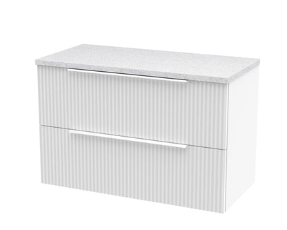 Hudson Reed Fluted 800mm Wall Hung 2-Drawer Vanity Unit With Laminate Top