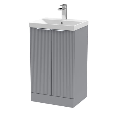 Hudson Reed Fluted 500mm Floor Standing 2-Door Vanity Unit with Basin