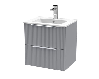 Hudson Reed Fluted 500mm Wall Hung 2-Drawer Vanity Unit With Basin