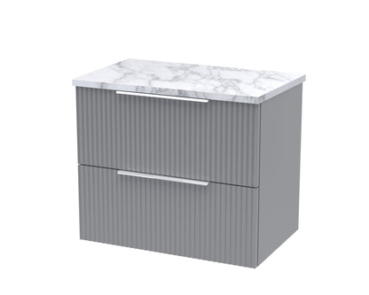 Hudson Reed Fluted 600mm Wall Hung 2-Drawer Vanity Unit With Laminate Worktop