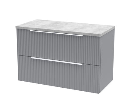 Hudson Reed Fluted 800mm Wall Hung 2-Drawer Vanity Unit With Laminate Top