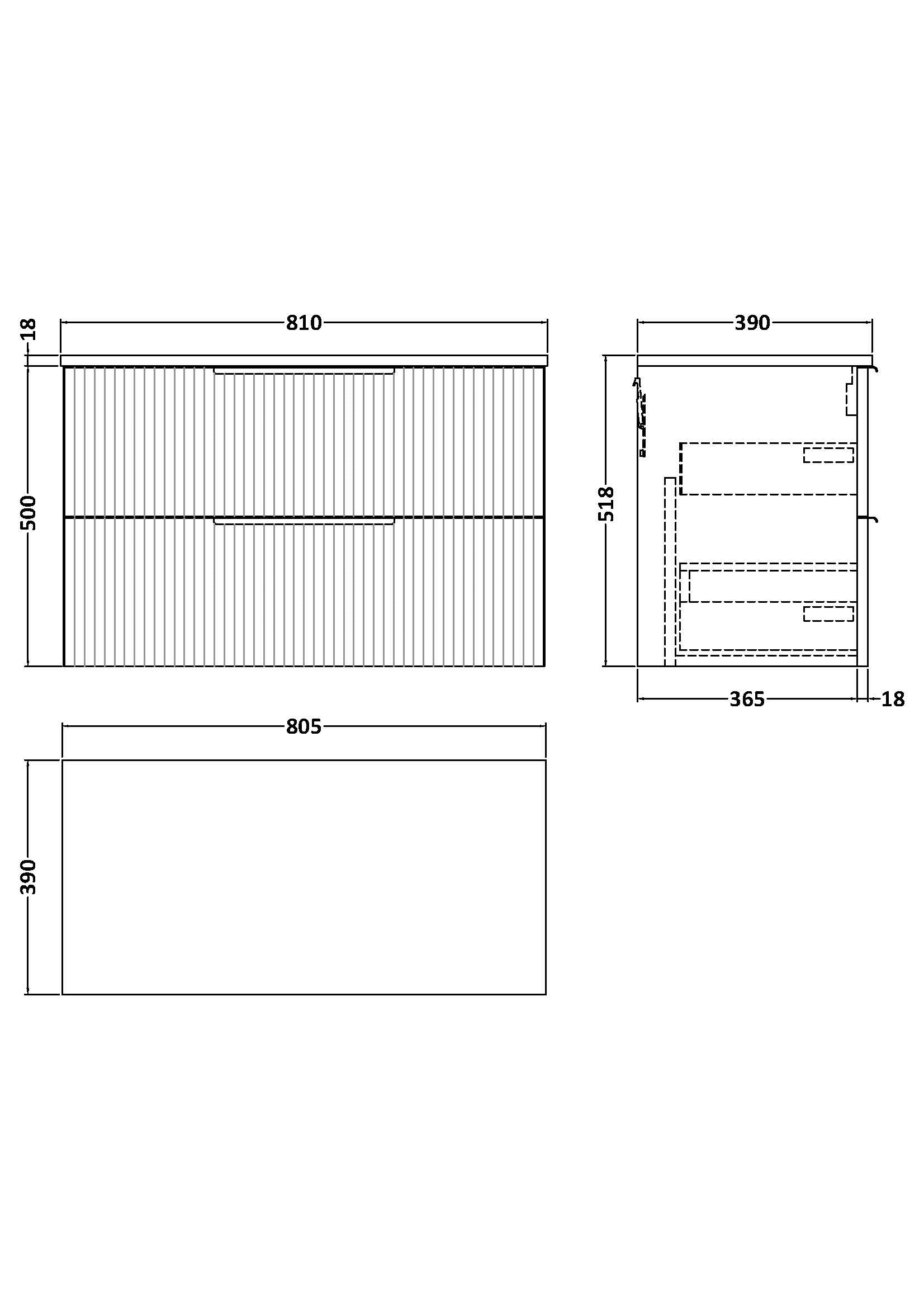 Hudson Reed Fluted 800mm Wall Hung 2-Drawer Vanity and Worktop