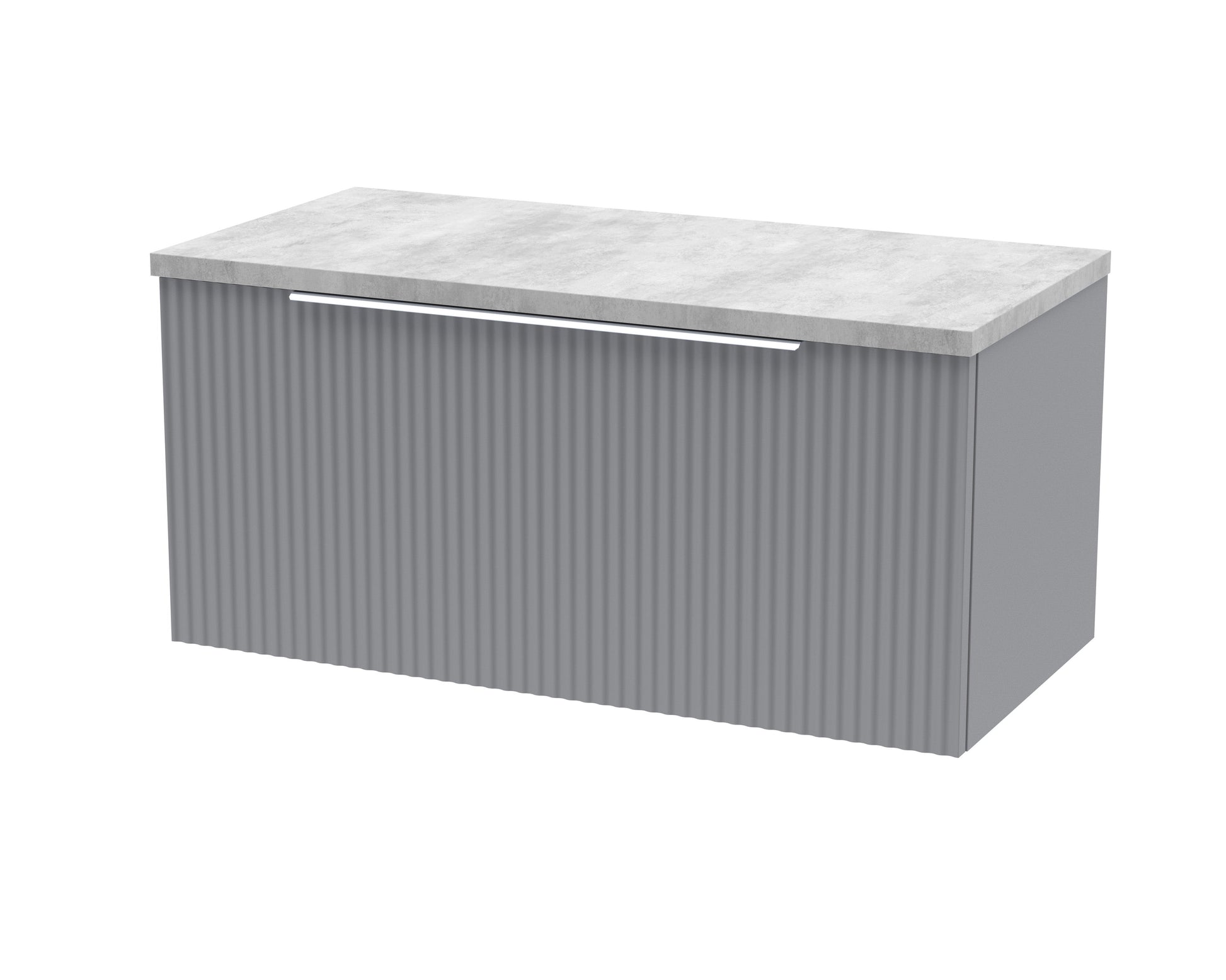 Fluted 800mm Wall Hung Single Drawer Vanity and Laminate Top