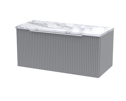 Hudson Reed Fluted 800mm Wall Hung Vanity Unit With Laminate Worktop