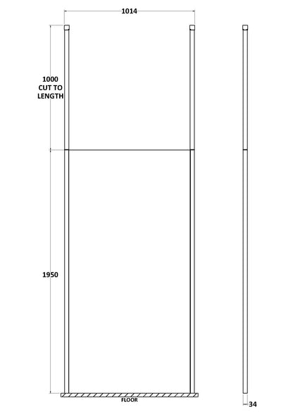 1000mm Wetroom Screen With Ceiling Post