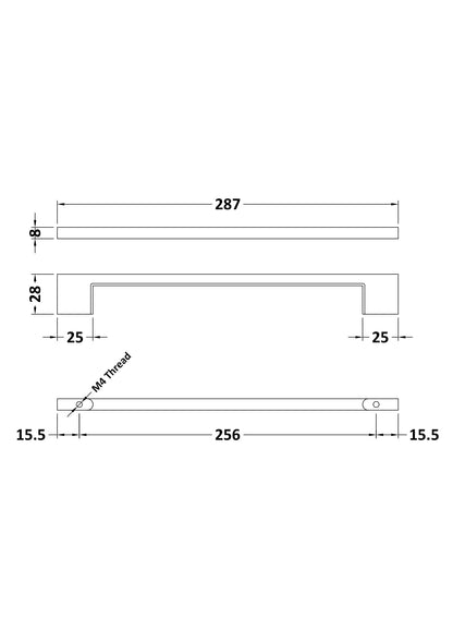 D Shaped Handle 256mm