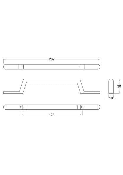 Handles Round Strap Chrome Handle 128mm Centres