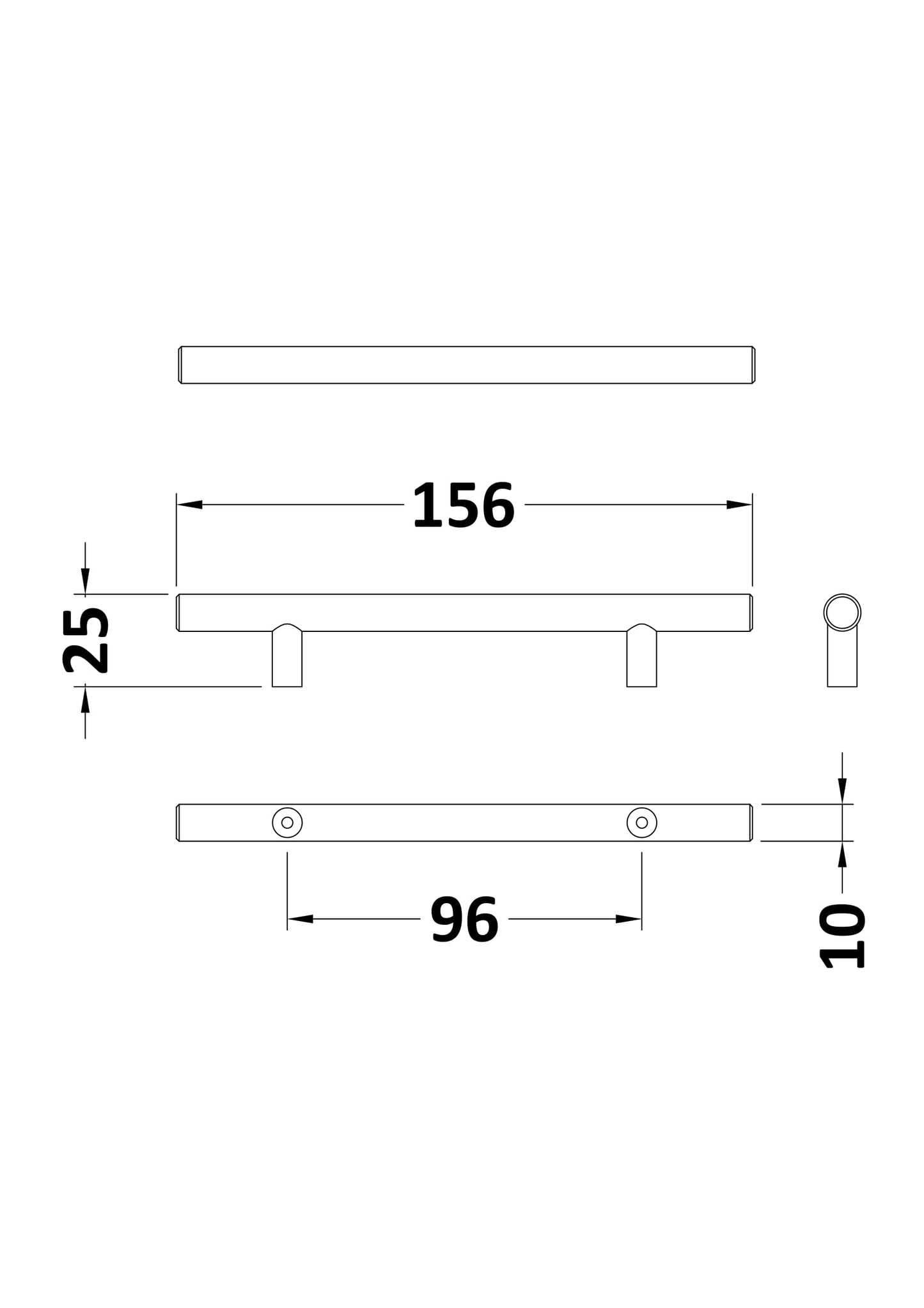 155mm Bar Handle (96mm Centres)